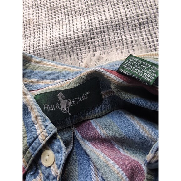 Vintage Hunt Club Long Sleeve Button Up Shirt Men's L (16-16.5) Vertical Stripes - Picture 13 of 13